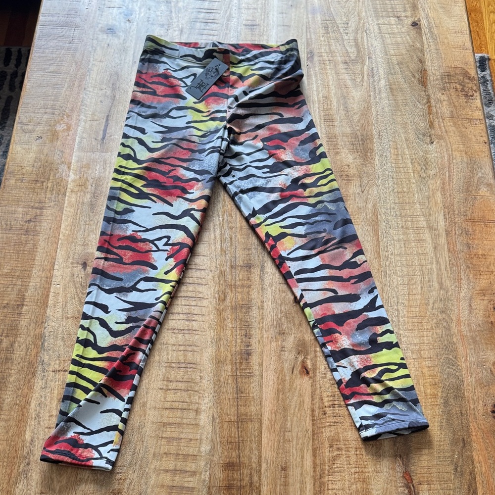 Ed Hardy colorful multicolor rainbow Camouflage Tiger leggings small NWT NEW